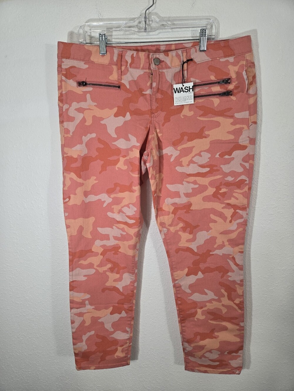*NWT* Gap Camo Coral Peachy-Pink Always Skinny Jeans Front Zip Pockets, size 34